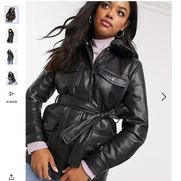 New Look Jackets & Blazers - Asos New Look Faux Leather Jacket Size 8